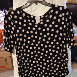 Chico's Black and White Polka Dot Short Sleeve Top